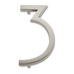Modern Avalon House Number Three Brushed Nickel Modern Avalon House Number Three Brushed Nickel