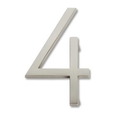 Modern Avalon House Number Four Brushed Nickel Modern Avalon House Number Four Brushed Nickel