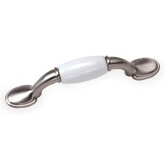 First Family 3 Inch Center to Center White/Satin Chrome Cabinet Pull First Family 3 Inch Center to Center White/Satin Chrome Cabinet Pull