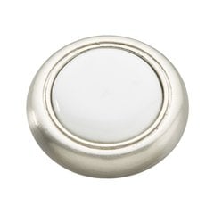 Tranquility 1-1/4 Inch Diameter Satin Nickel with White Cabinet Knob Tranquility 1-1/4 Inch Diameter Satin Nickel with White Cabinet Knob