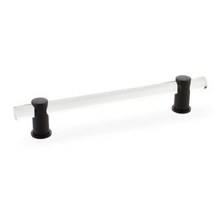 Lumiere Pull 6 inch Center to Center Clear Acrylic and Matte Black Lumiere Pull 6 inch Center to Center Clear Acrylic and Matte Black