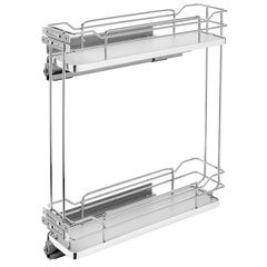 Two Tier Base Organizer W/ Soft Close 9" Chrome/Gray Two Tier Base Organizer W/ Soft Close 9" Chrome/Gray