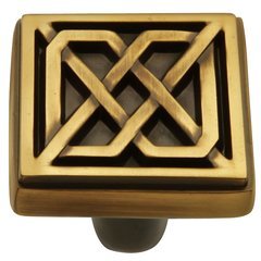 Celtic Square Knob 1-1/4" Dia WInchester Brass Finish Celtic Square Knob 1-1/4" Dia WInchester Brass Finish