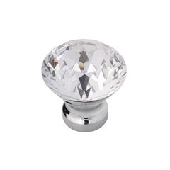 Gemstone Knob 1-1/4 inch Diameter Clear Glass and Chrome Gemstone Knob 1-1/4 inch Diameter Clear Glass and Chrome