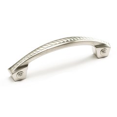 Montcalm Forged Solid Brass 3-3/4 Inch Center to Center Satin Nickel Cabinet Pull Montcalm Forged Solid Brass 3-3/4 Inch Center to Center Satin Nickel Cabinet Pull
