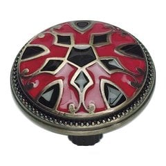 Canterbury 1-1/2 Inch Diameter Red And Black Cabinet Knob Canterbury 1-1/2 Inch Diameter Red And Black Cabinet Knob