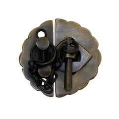 Round Scalloped Latch with Chain 1-3/4" Dia - Antique Brass Round Scalloped Latch with Chain 1-3/4" Dia - Antique Brass