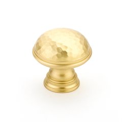 Atherton Hammered Plain Edge Knob 1-1/4" Dia Satin Brass Atherton Hammered Plain Edge Knob 1-1/4" Dia Satin Brass