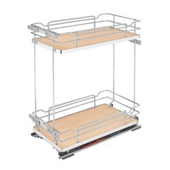 Two Tier Base Organizer W/ Soft Close 11" Chrome/Maple Two Tier Base Organizer W/ Soft Close 11" Chrome/Maple