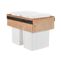 Double Trash Pullout 34 Quart Wood Double Trash Pullout 34 Quart Wood