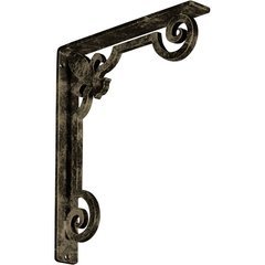 Fleur-de-lis 1.5"W x 10"D x 12"H Countertop Bracket - Iron/Steel Antiqued Pale Gold Fleur-de-lis 1.5"W x 10"D x 12"H Countertop Bracket - Iron/Steel Antiqued Pale Gold