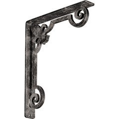 Fleur-de-lis 1.5"W x 10"D x 12"H Countertop Bracket - Iron/Steel Antiqued Warm Silver Fleur-de-lis 1.5"W x 10"D x 12"H Countertop Bracket - Iron/Steel Antiqued Warm Silver
