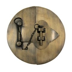 Large Plain Round Latch with Chain 6" Dia - Antique Brass Large Plain Round Latch with Chain 6" Dia - Antique Brass