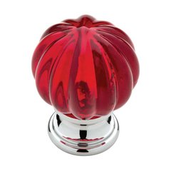 Design Facets 1-1/4 Inch Diameter Chrome & Red Cabinet Knob Design Facets 1-1/4 Inch Diameter Chrome & Red Cabinet Knob