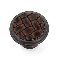 Churchill 1-1/8 Inch Diameter Oil Rubbed Bronze/Brown Leather Cabinet Knob Churchill 1-1/8 Inch Diameter Oil Rubbed Bronze/Brown Leather Cabinet Knob