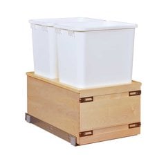 Double Trash Pullout 34 Quart Wood Double Trash Pullout 34 Quart Wood