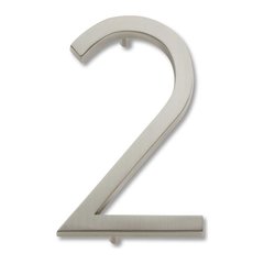 Modern Avalon House Number Two Brushed Nickel Modern Avalon House Number Two Brushed Nickel