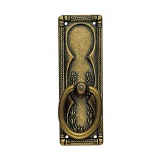 Art Deco 3-13/16 Inch Diameter Floral Brass Cabinet Ring Pull Art Deco 3-13/16 Inch Diameter Floral Brass Cabinet Ring Pull