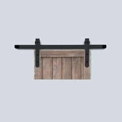 Designer Barn Door Rolling Hardware & 5' Track Rough Iron Designer Barn Door Rolling Hardware & 5' Track Rough Iron