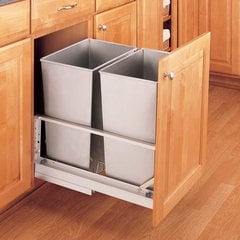 Double Trash Pullout 32 Quart-Stainless Steel Double Trash Pullout 32 Quart-Stainless Steel