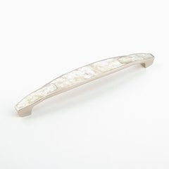 Mother of Pearl 8 Inch Center to Center Polished Nickel/White Mother of Pearl Cabinet Pull Mother of Pearl 8 Inch Center to Center Polished Nickel/White Mother of Pearl Cabinet Pull