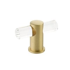 Lumiere Knob 2" Dia Clear Acrylic & Satin Brass Lumiere Knob 2" Dia Clear Acrylic & Satin Brass