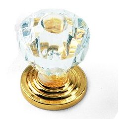 Kristal Knob 1" Dia Acrylic W/ Brass Base Kristal Knob 1" Dia Acrylic W/ Brass Base