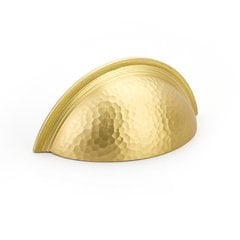 Atherton Hammered Knurled Edge Cup Pull 3 inch Center to Center Satin Brass Atherton Hammered Knurled Edge Cup Pull 3 inch Center to Center Satin Brass