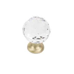 Glamour Knob 1-1/8" Dia Transparent With Satin Brass Base Glamour Knob 1-1/8" Dia Transparent With Satin Brass Base