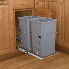 Double Trash Pullout 35 Quart-Silver Double Trash Pullout 35 Quart-Silver