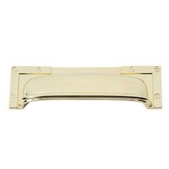 Campaign L Bracket Cup Pull 3-3/4 inch Center to Center Polished Brass Campaign L Bracket Cup Pull 3-3/4 inch Center to Center Polished Brass