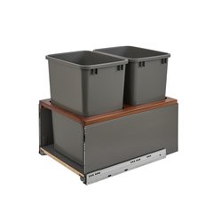 Legrabox Double Trash Pullout 35 Quart Walnut/Gray Legrabox Double Trash Pullout 35 Quart Walnut/Gray