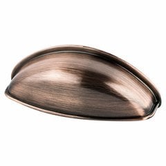 Euro Moderno 2-1/2 Inch Center to Center Brushed Antique Copper Cabinet Cup Pull Euro Moderno 2-1/2 Inch Center to Center Brushed Antique Copper Cabinet Cup Pull