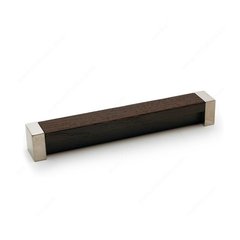 Wood & Leather 6-5/16 Inch Center to Center Brushed Nickel,Varnished Wenge Cabinet Pull Wood & Leather 6-5/16 Inch Center to Center Brushed Nickel,Varnished Wenge Cabinet Pull