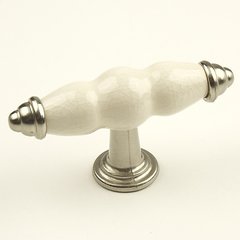Nordic 3-3/8 Inch Diameter Satin Nickel/Cream Crackle Cabinet Knob Nordic 3-3/8 Inch Diameter Satin Nickel/Cream Crackle Cabinet Knob