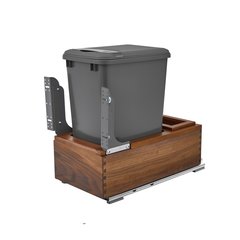 4WC Single Trash Pullout with Lid 35 Quart Walnut/Gray 4WC Single Trash Pullout with Lid 35 Quart Walnut/Gray