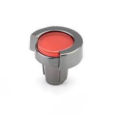 Tallmedge Round Knob 1-1/4 inch Diameter Black Nickel/Rouge Glass Tallmedge Round Knob 1-1/4 inch Diameter Black Nickel/Rouge Glass