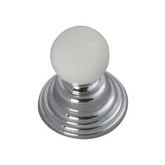 Gaslight 1-1/4 Inch Diameter Chrome With White Cabinet Knob Gaslight 1-1/4 Inch Diameter Chrome With White Cabinet Knob