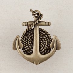 Anchor and Rope Knob 1-3/4 inch Diameter Antique Brass Anchor and Rope Knob 1-3/4 inch Diameter Antique Brass