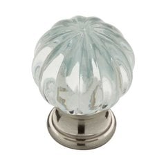 Design Facets 1-1/4 Inch Diameter Satin Nickel & Clear Cabinet Knob Design Facets 1-1/4 Inch Diameter Satin Nickel & Clear Cabinet Knob