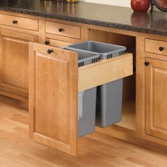 Double Trash Pullout 50 Quart-Wood Double Trash Pullout 50 Quart-Wood