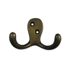 Double Lateral Hook 1-3/4" L X 2-3/4" W - Antique Brass Double Lateral Hook 1-3/4" L X 2-3/4" W - Antique Brass