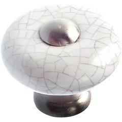 Eclectic 1-1/4 Inch Diameter Knobs with Crackle White Nickel Finish Eclectic 1-1/4 Inch Diameter Knobs with Crackle White Nickel Finish