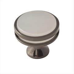 Oberon 1-3/8 Inch Diameter Gunmetal/Frosted Acrylic Cabinet Knob Oberon 1-3/8 Inch Diameter Gunmetal/Frosted Acrylic Cabinet Knob
