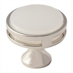 Oberon 1-3/8 Inch Diameter Polished Nickel/Frosted Acrylic Cabinet Knob Oberon 1-3/8 Inch Diameter Polished Nickel/Frosted Acrylic Cabinet Knob