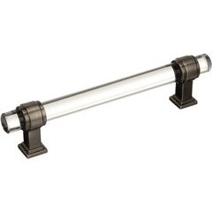 Glacio 5-1/16 Inch Center to Center Clear/Gunmetal Cabinet Pull (Handle) Glacio 5-1/16 Inch Center to Center Clear/Gunmetal Cabinet Pull (Handle)