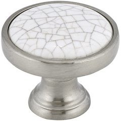 Eclectic 1-1/8 Inch Diameter Knobs with Crackle White Nickel Finish Eclectic 1-1/8 Inch Diameter Knobs with Crackle White Nickel Finish