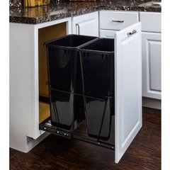 50 Quart Double Pullout Waste Container System - Black 50 Quart Double Pullout Waste Container System - Black