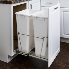 10% OFF 50 Quart Wire Bottom Mount Double Pullout Waste Container System (Trash Can Sold Separately) - Polished Chrome, Min. Cabinet Opening: 15 Inch Width