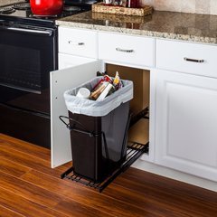 35 or 50 Quart Single Pullout Waste Container System - Black 35 or 50 Quart Single Pullout Waste Container System - Black